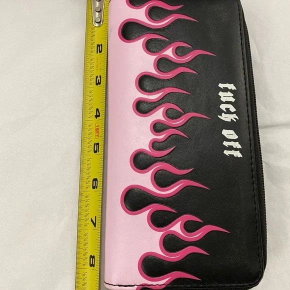 Pink Flames Zip Clutch Women’s Wallet - Picture 12 of 13